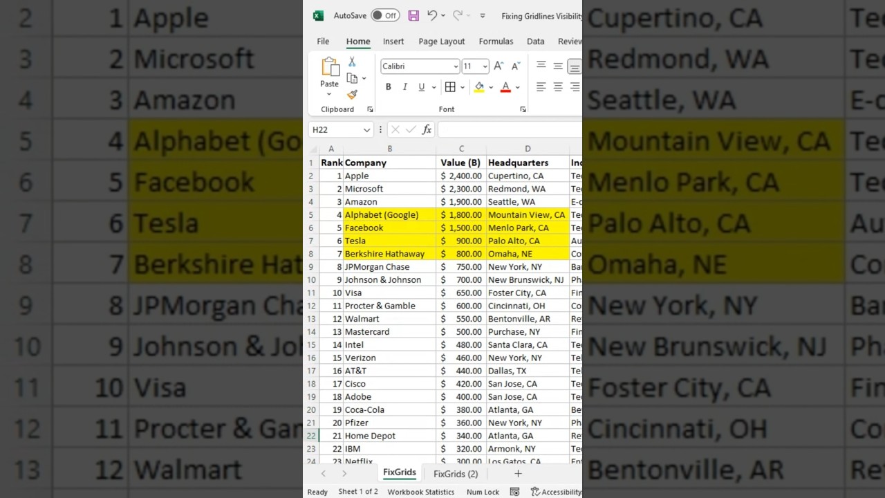 Fix Disappearing Gridlines in Excel 📝