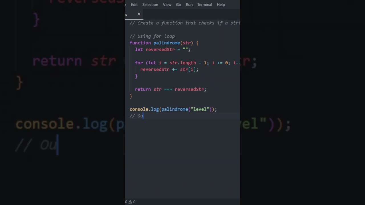 Check Palindrome String in JS π