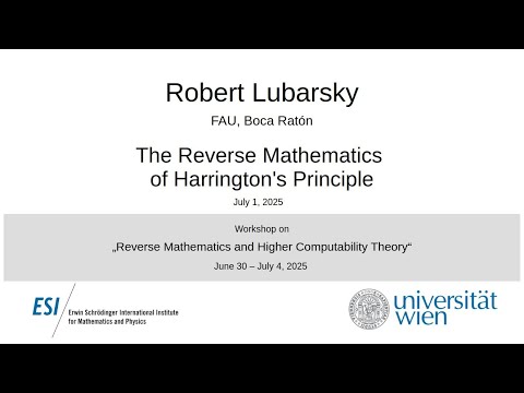 Robert Lubarsky - The Reverse Mathematics of Harrington's Principle
