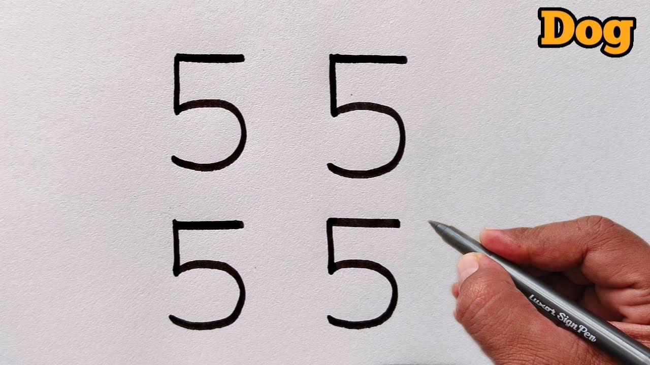 Easy Step-by-Step Guide to Drawing a Dog Using Number 5555