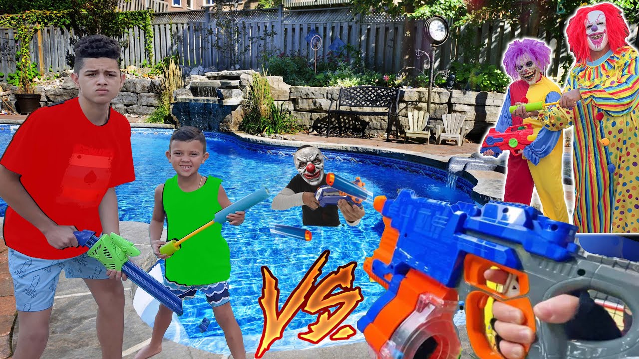Kids vs Clowns Nerf War! 🎯