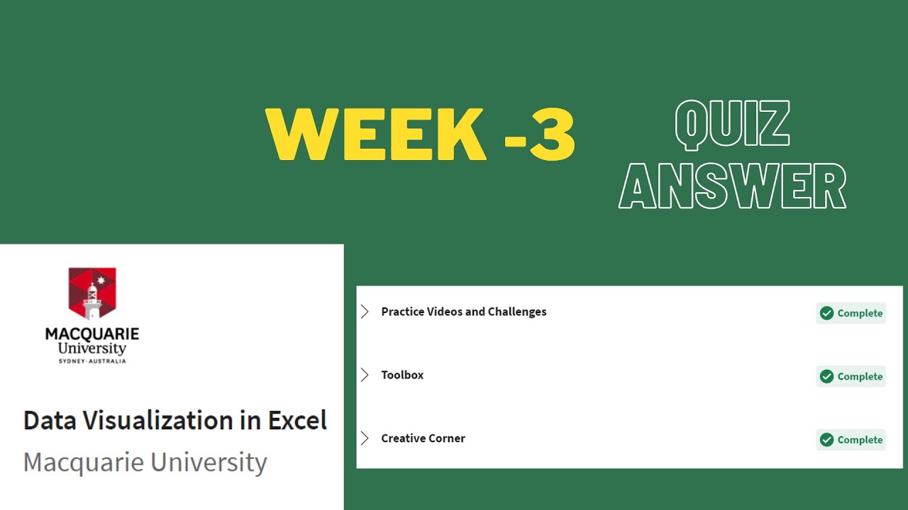 Excel Data Visualization Week 3 Quiz Answers | Macquarie University 📊