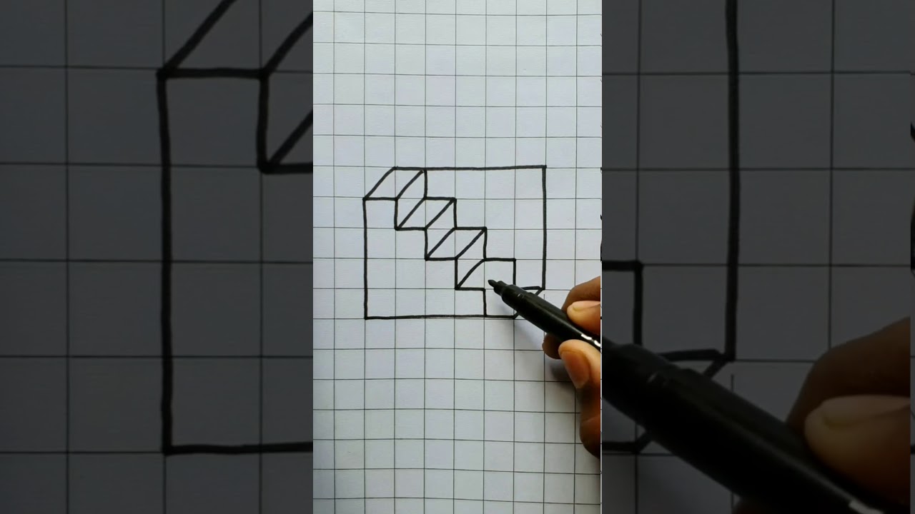 3D stairs drawing | 3D illusion video🔥 #shorts