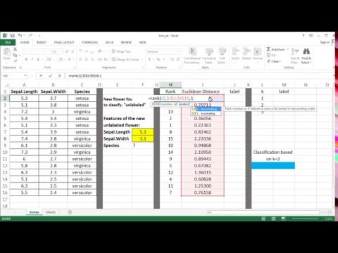 kNN Machine Learning Algorithm - Excel