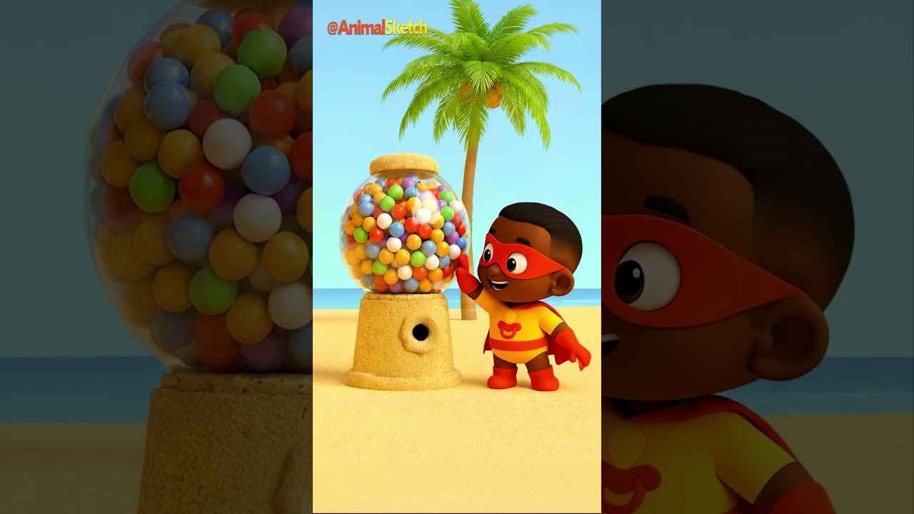 Beach Gumball Machine Song! 🏖️ Fun Nursery Rhymes for Kids | Learn Colors with AnimalSketch