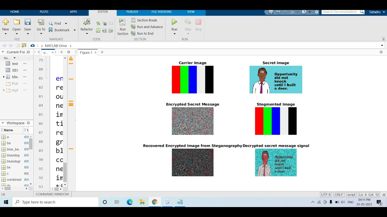 Secure Communication: Combining Cryptography & Steganography in MATLAB π‘οΈ