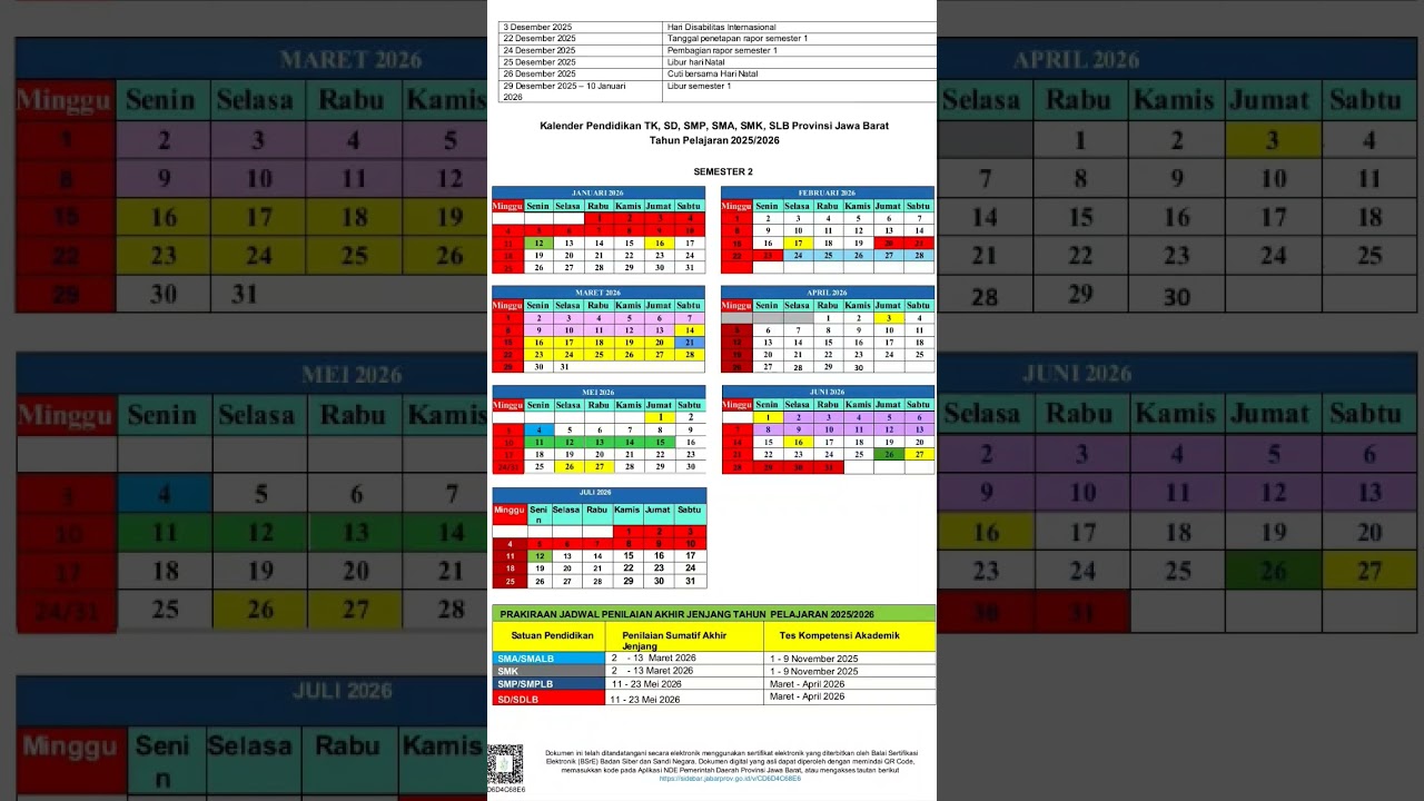Kalender Pendidikan Jawa Barat 2025-2026 π