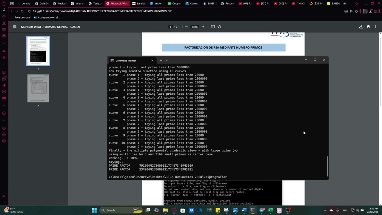 Fundamentos de Criptografía: Factorización de Números Primos en RSA