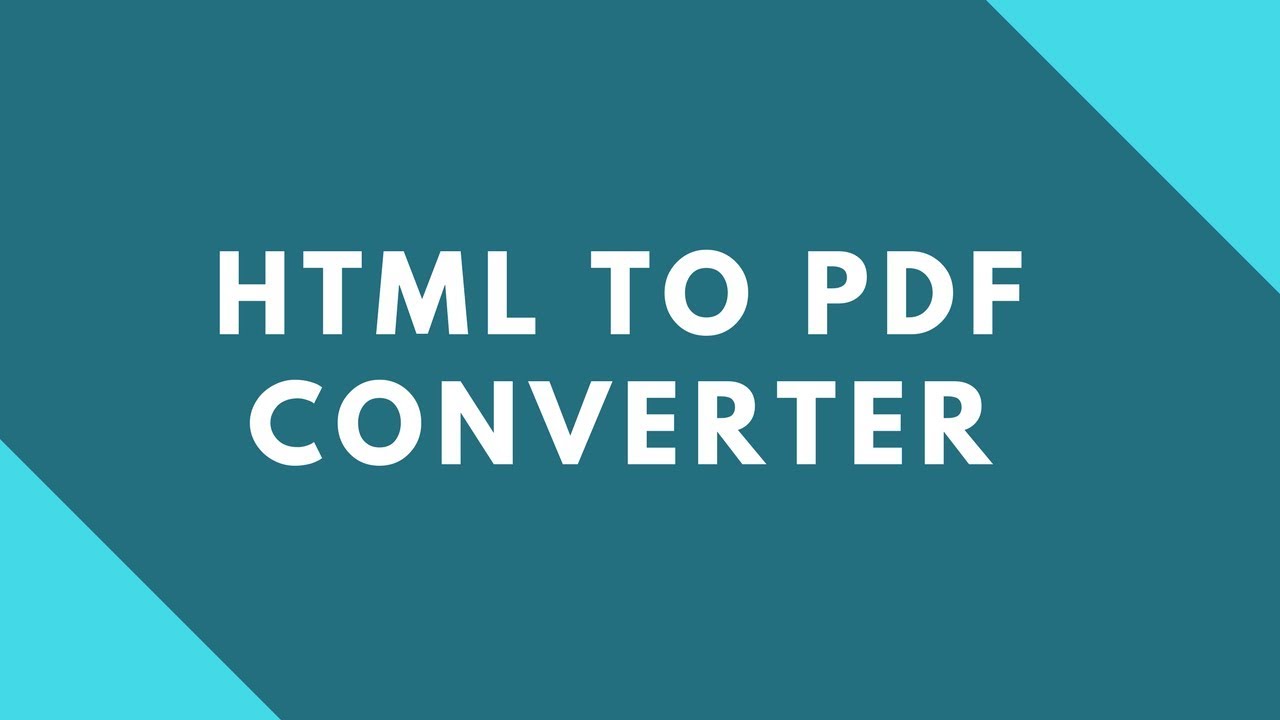 Guide to Converting HTML Pages to PDF Documents