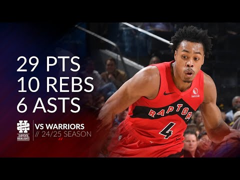 Scottie Barnes 29 pts 10 rebs 6 asts vs Warriors 24/25 season