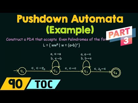 Pushdown Automata Example - Even Palindrome (Part 3)