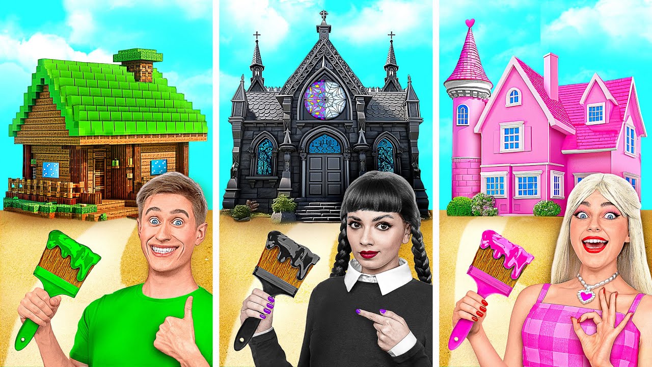 Seru! Tantangan Rumah Satu Warna di Wednesday vs Barbie 🏠