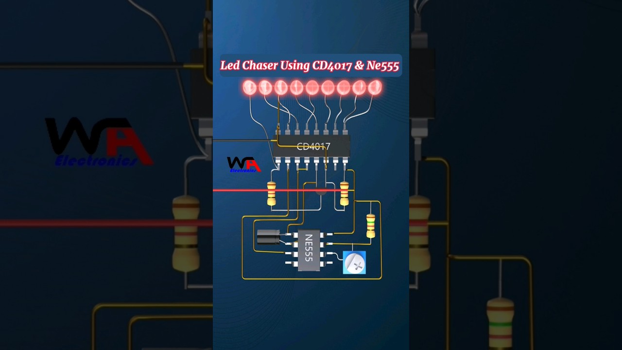 Led Chaser Circuit Using CD4017 & Ne555 #ledchaser #diyelectronics #electronicproject