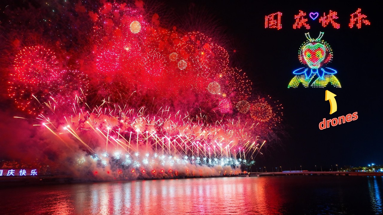 China’s 76th National Day: Shanghai Drone & Fireworks 🎆