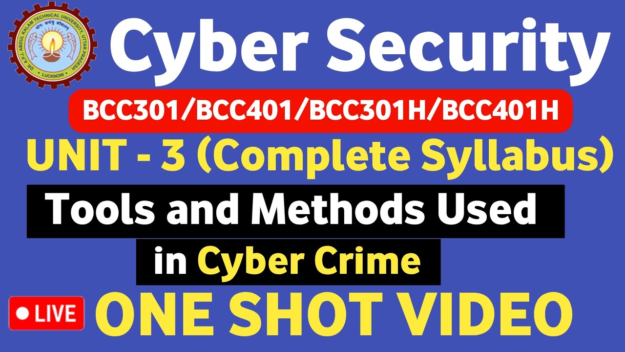Cyber Security Unit 3: Tools and Methods in Cyber Crime (BCC301/401)