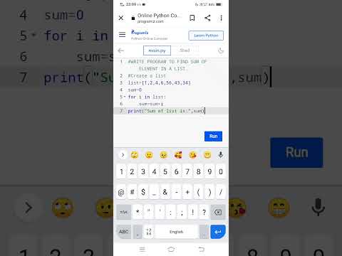 PYTHON PROGRAM TO FIND SUM OF ELEMENT IN A LIST.|#pythonprogram| #SumOfList