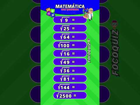 Quiz de raiz Quadrada - Matemática #raizquadrada #matemática #quizdematematica #quiz #aprender