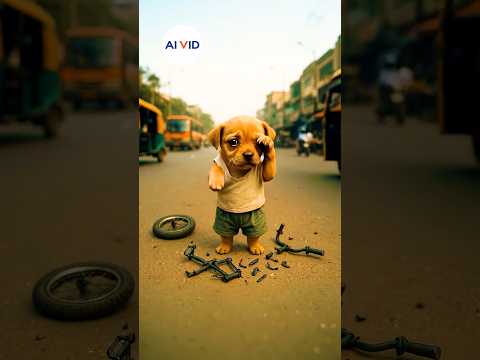 The poor dog's bicycle broke down - Artificial Intelligence - AI Video - AI - AI VID