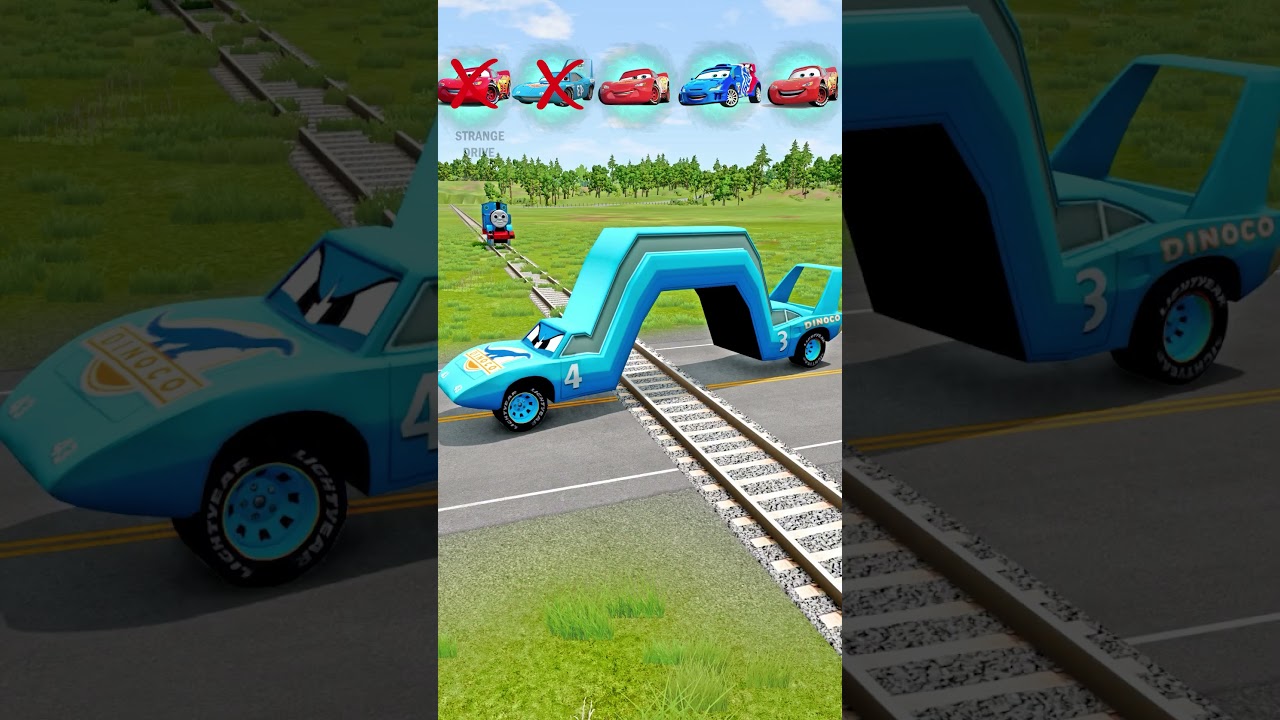 Epic Crash Battle: Big & Small Lightning McQueen Cars vs. Train ๐