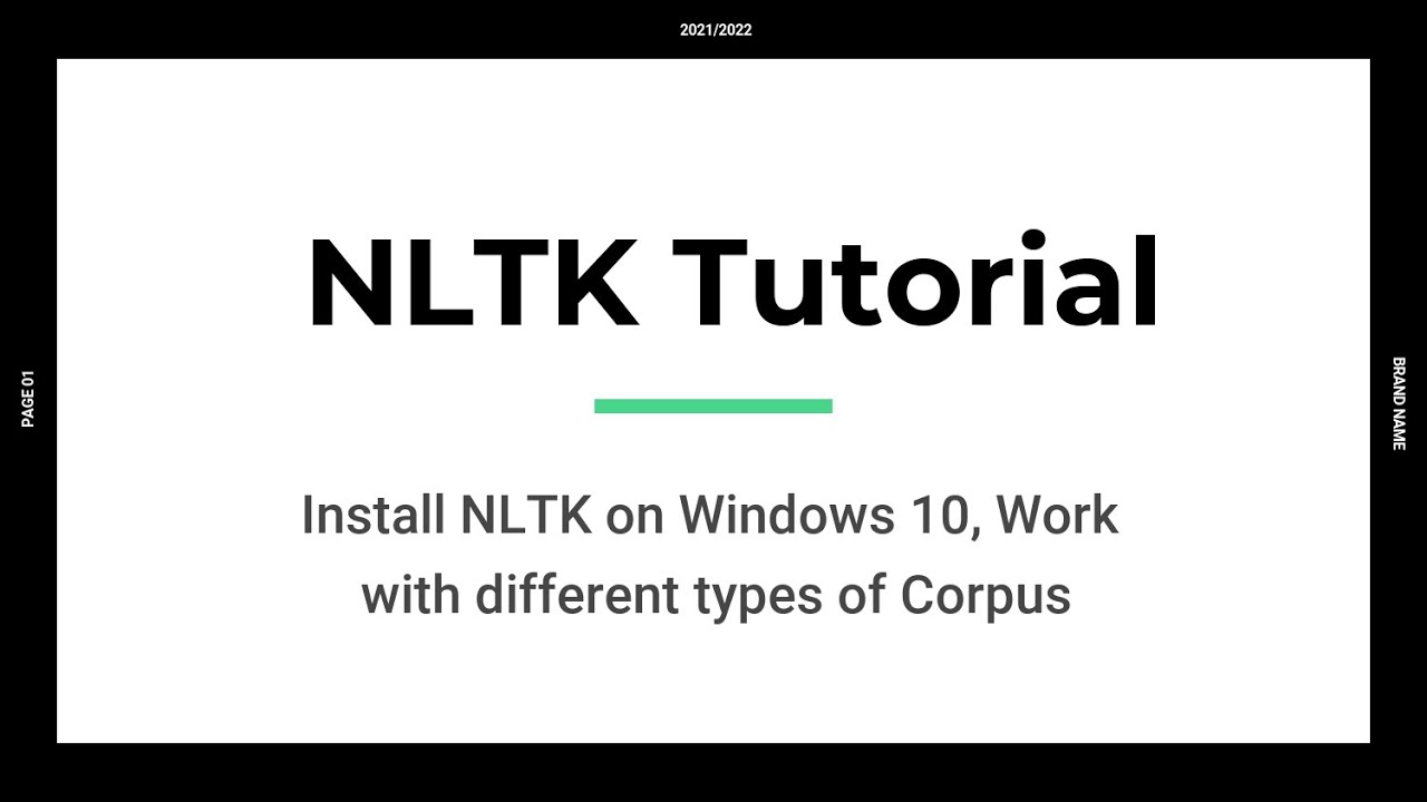 NLTK Corpus Tutorial & Installation on Windows 10
