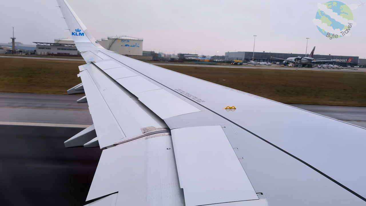 KLM Airbus A321neo Wet Winter Takeoff from Amsterdam Schiphol to Oslo | Great Condensation