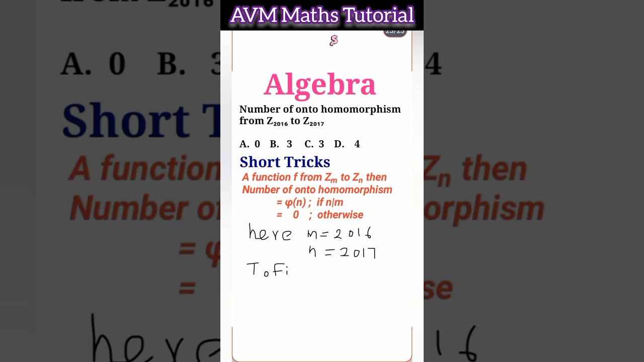 Number of Onto Homomorphisms from Zₘ to Zₙ | Algebra Short Tricks | #tnset2024