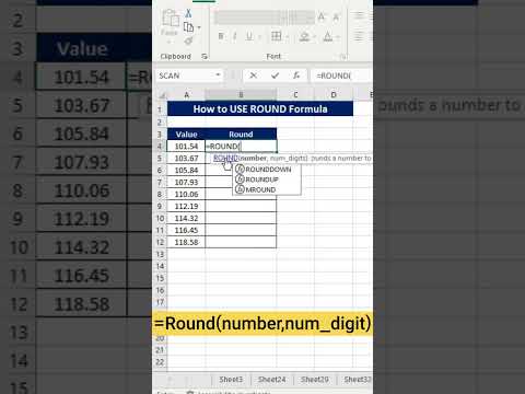 Round Formula😮 #msexcel #excel #shortsvideo #tricks #computer #shorts #round #excelformula #short