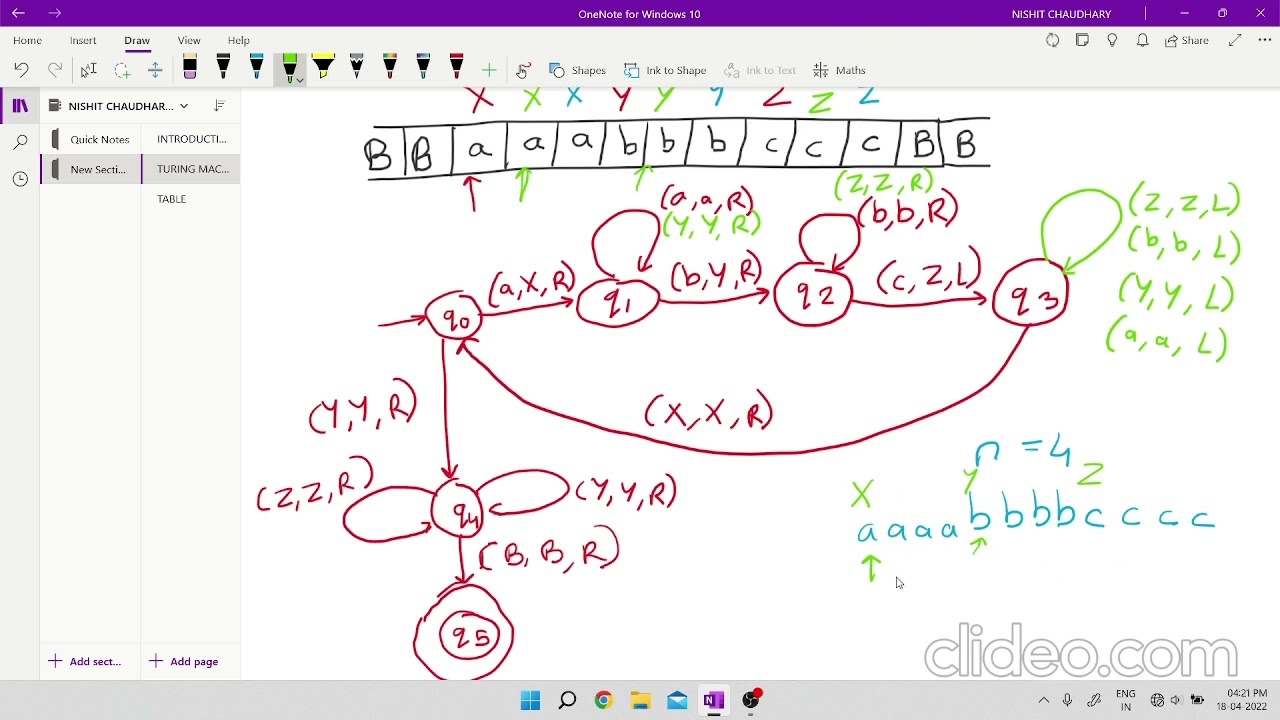 Designing a Turing Machine for the Language a^n b^n c^n