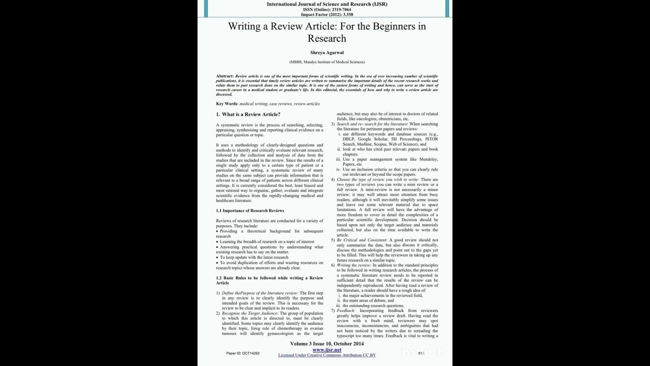 Beginner's Guide to Writing a Review Article