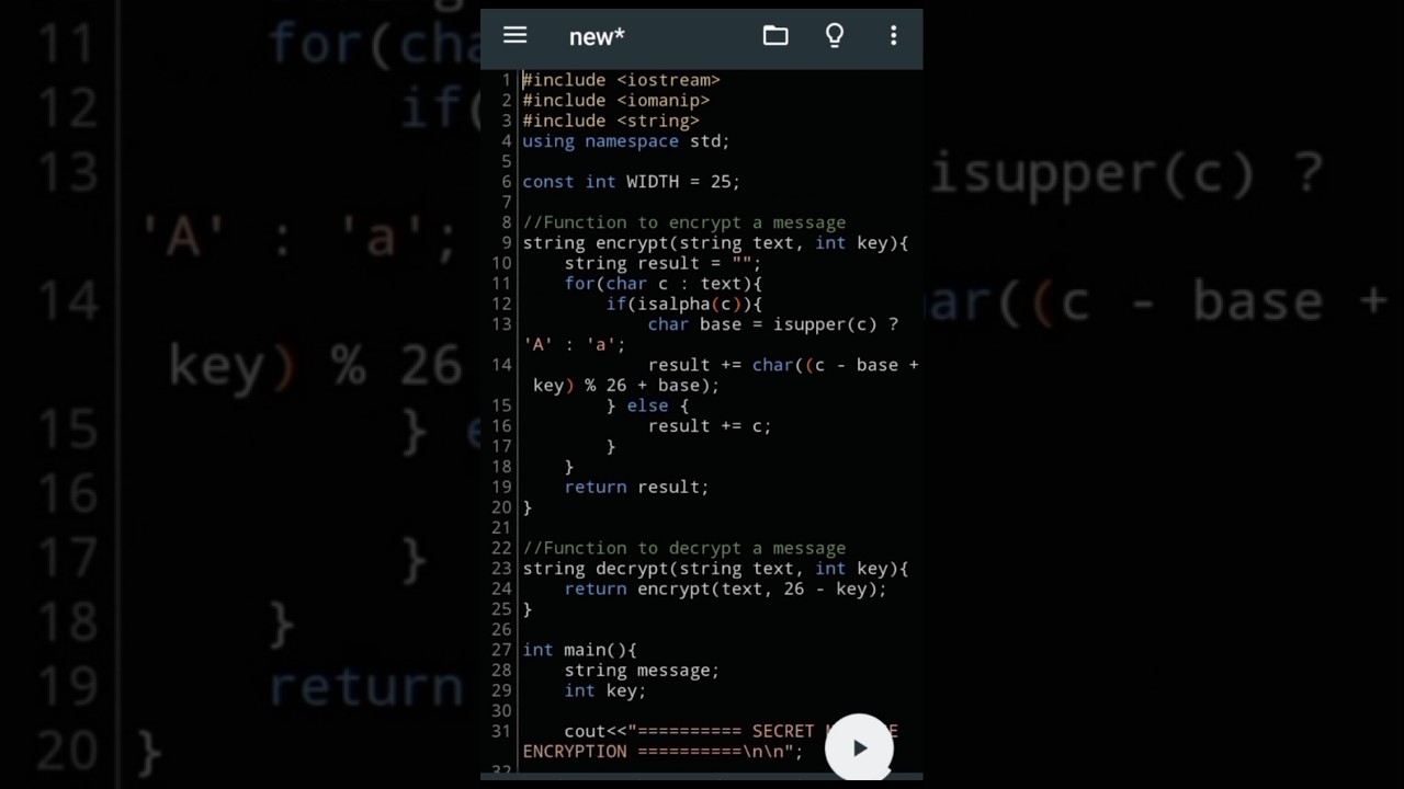 C++ Encryption: Caesar Cipher Example