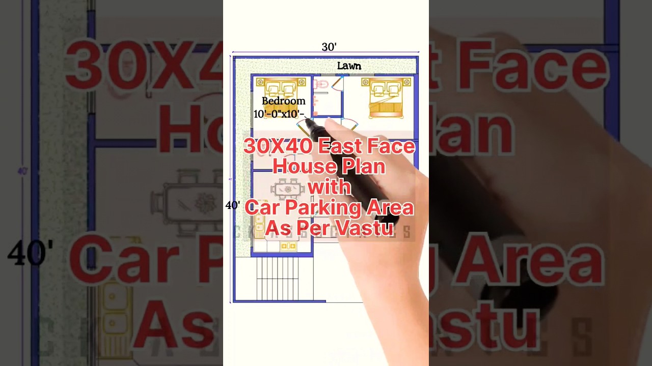 30 East Facing 2BHK House Plan (30x40) 🚗