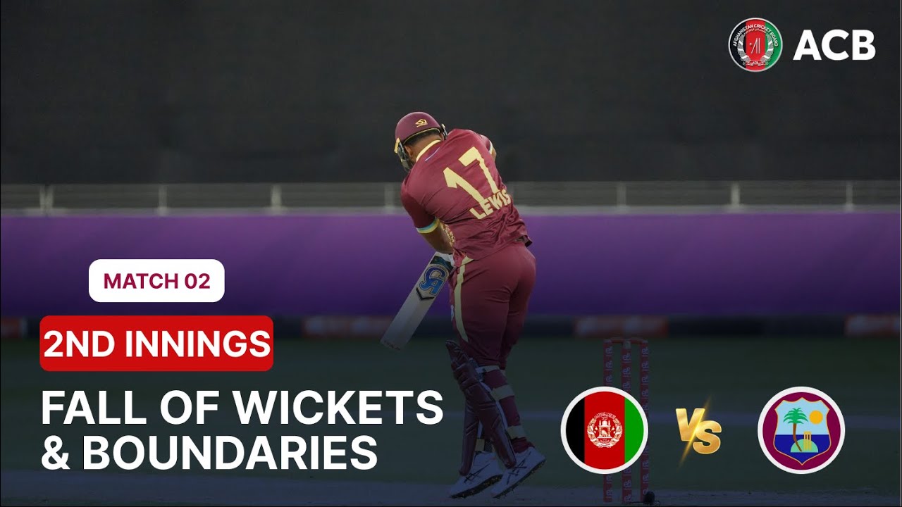 West Indies All FOW & Boundaries | AFG vs WI 2026 | 2nd T20I | Jan 21 | Dubai | ACB | 321J