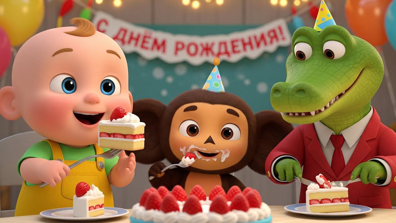 Весёлый праздник с Чебурашкой и Геной 🎉 — Песня о дне рождения для Малыша