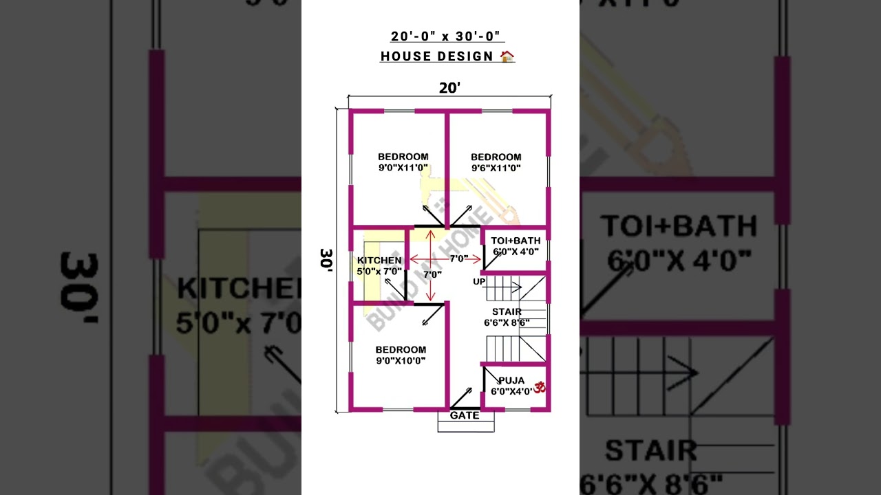 20x30 House Plan & Design 🏡
