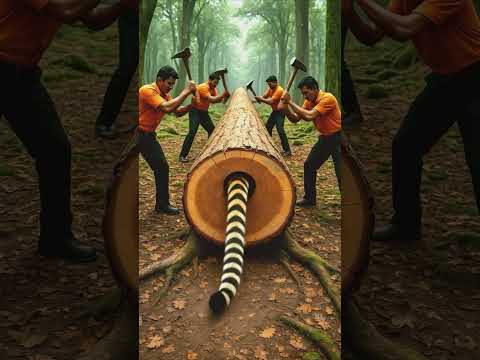 rescue tiger and its cubs from a huge log. #animals #funny #shorts #rescue