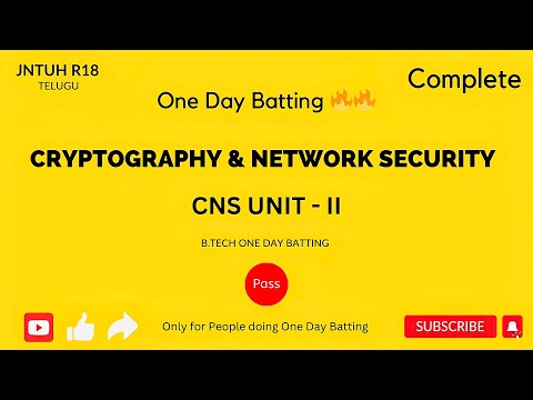 CNS UNIT - 2 |Block Cipher, DES, AES, Blowfish, RC5,IDEA,RC4,RSA,Elgamal,Knapsack| JNTUH #r18 #r22