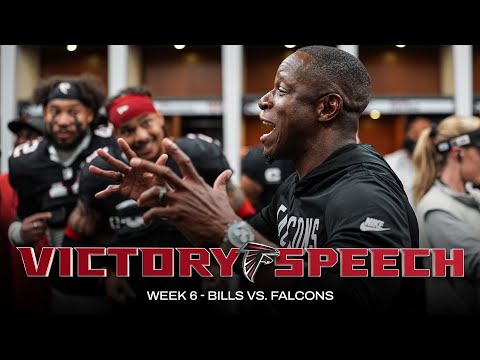 Raheem Morris postgame locker room victory speech | Falcons vs. Bills