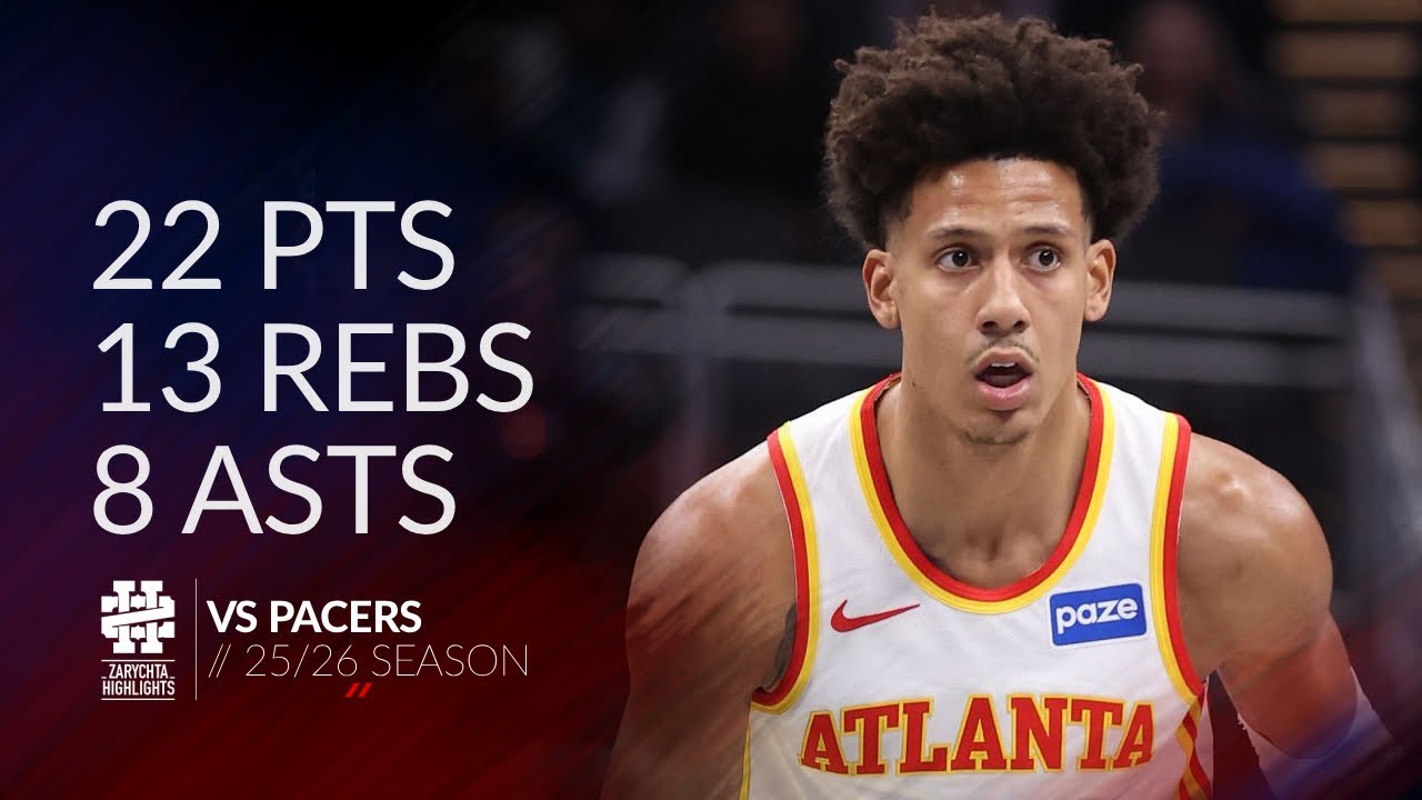 Jalen Johnson Dominates with 22 Points, 13 Rebounds & 8 Assists vs Pacers 🏀