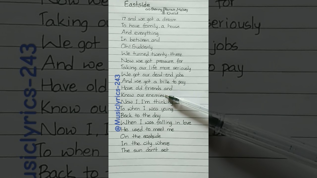 Eastside by Benny Blanco, Halsey & Khalid 🎶