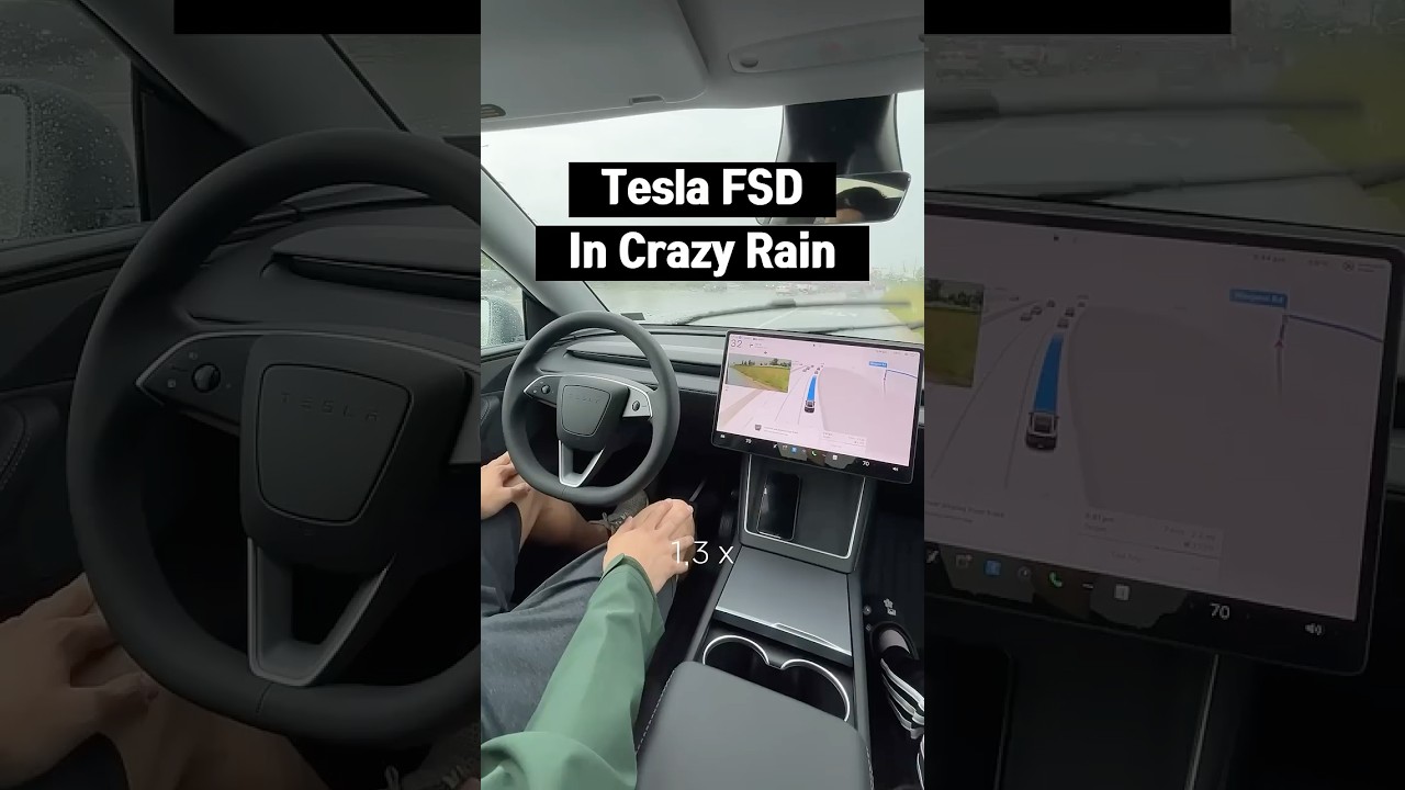 Tesla FSD Tackles Heavy Rain 🌧️