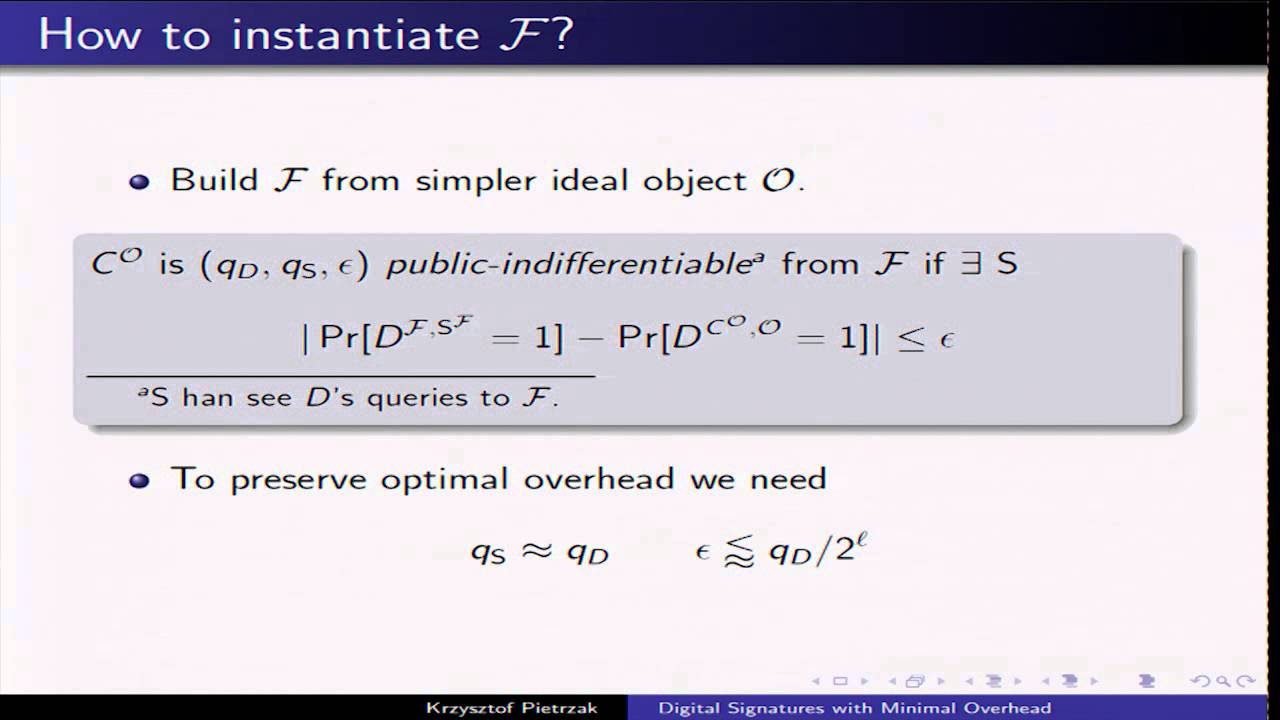 Efficient Digital Signatures with Minimal Overhead | Crypto 2013 Talk 🎯