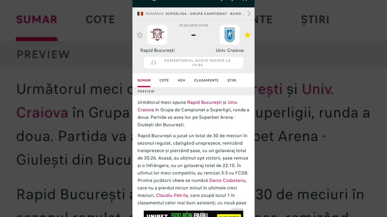 Rapid București 🇱🇻 vs Universitatea Craiova 🔵⚪ | SuperLiga României Etapa 2 Play-off 🏆