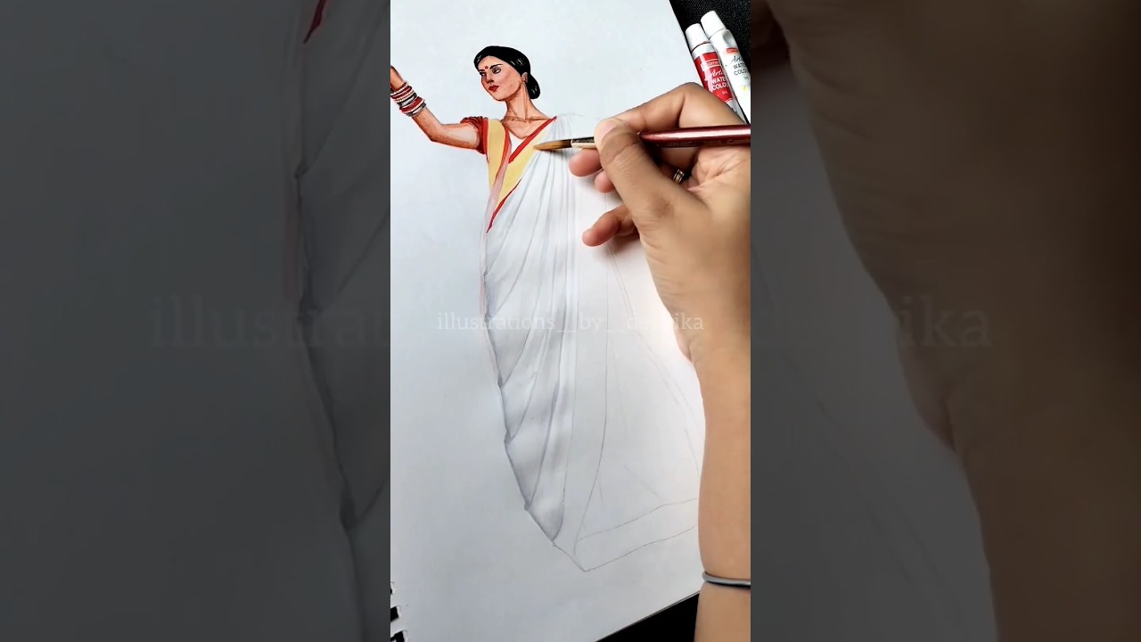 Elegant Bengali Saree Art 🎨