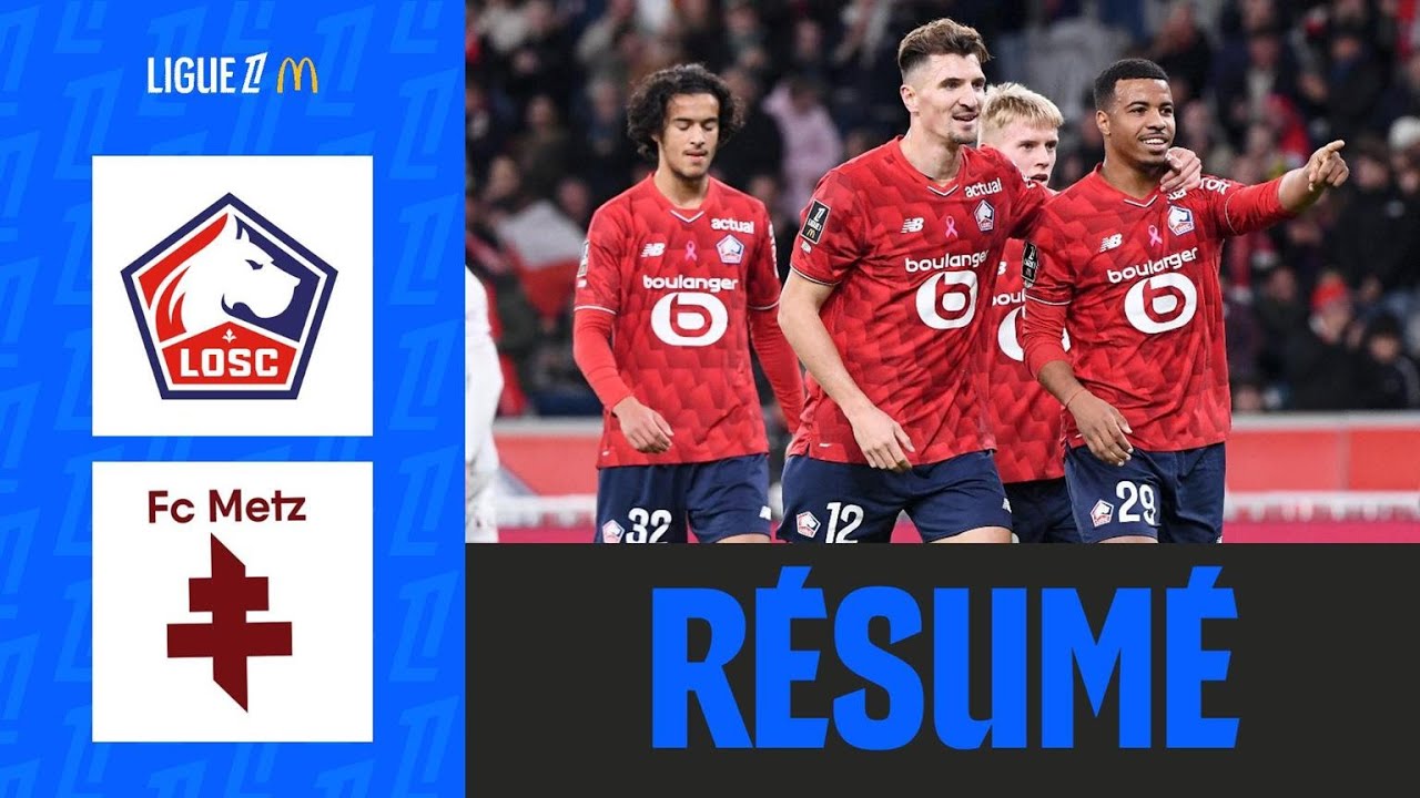 Résumé et Highlights : Lille écrase Metz 6-1 en Ligue 1 ⚽
