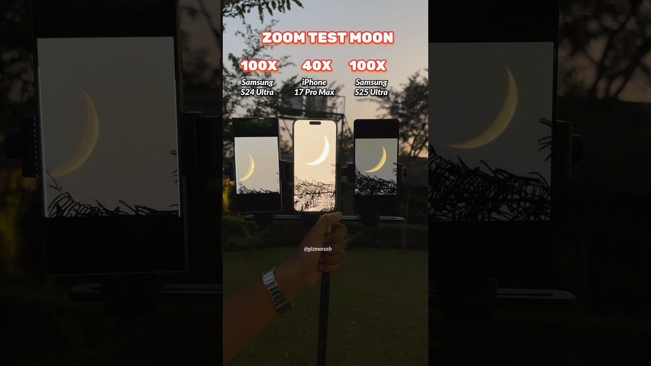 iPhone 17 Pro Max Vs Samsung Galaxy S25 Ultra Vs S24 Ultra Camera Zoom Test Moon