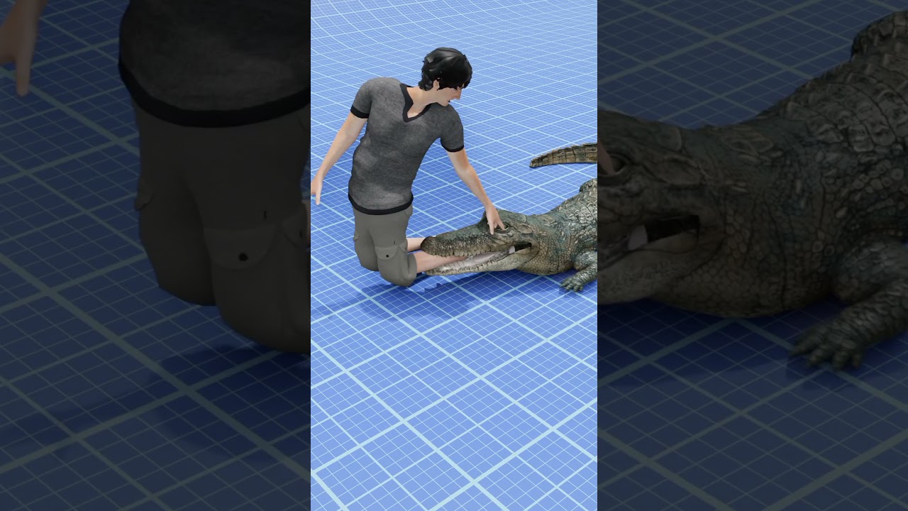 Escape an Alligator Death Roll in 3D Animation 🐊