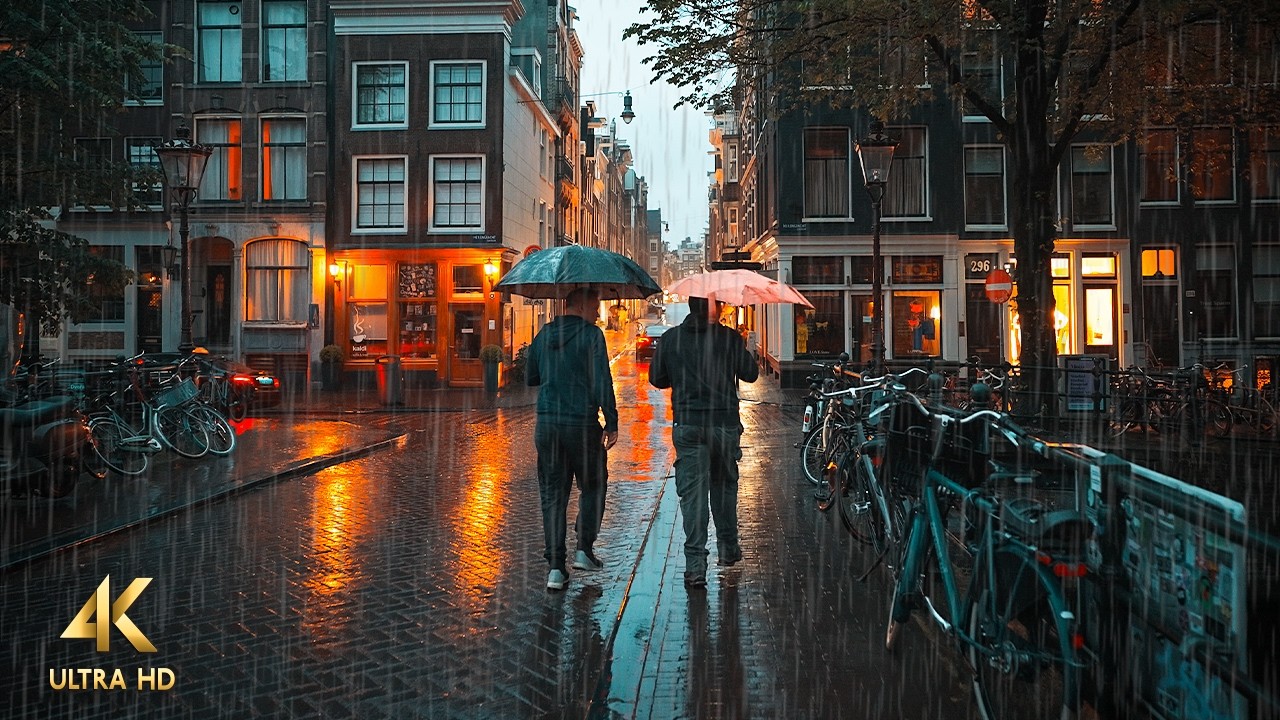 Rain Walk in Amsterdam 🌧️ | 4K ASMR Relaxation