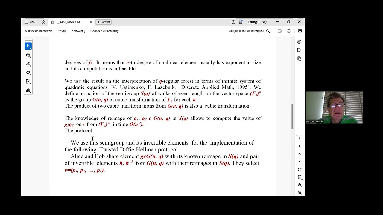 Exploring Large Girth Graphs and Key Establishment Algorithms by V. Ustimenko & T. Chojecki π
