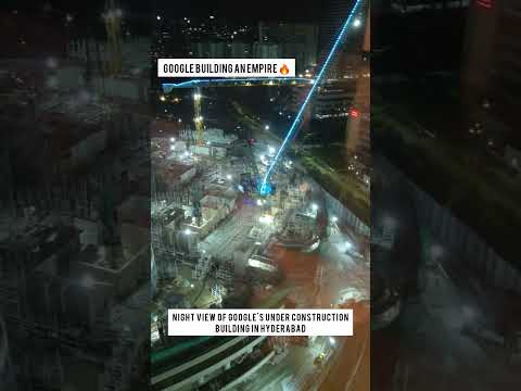 Night view of Google's under construction building in Hyderabad #viral #shorts #google #ytshorts
