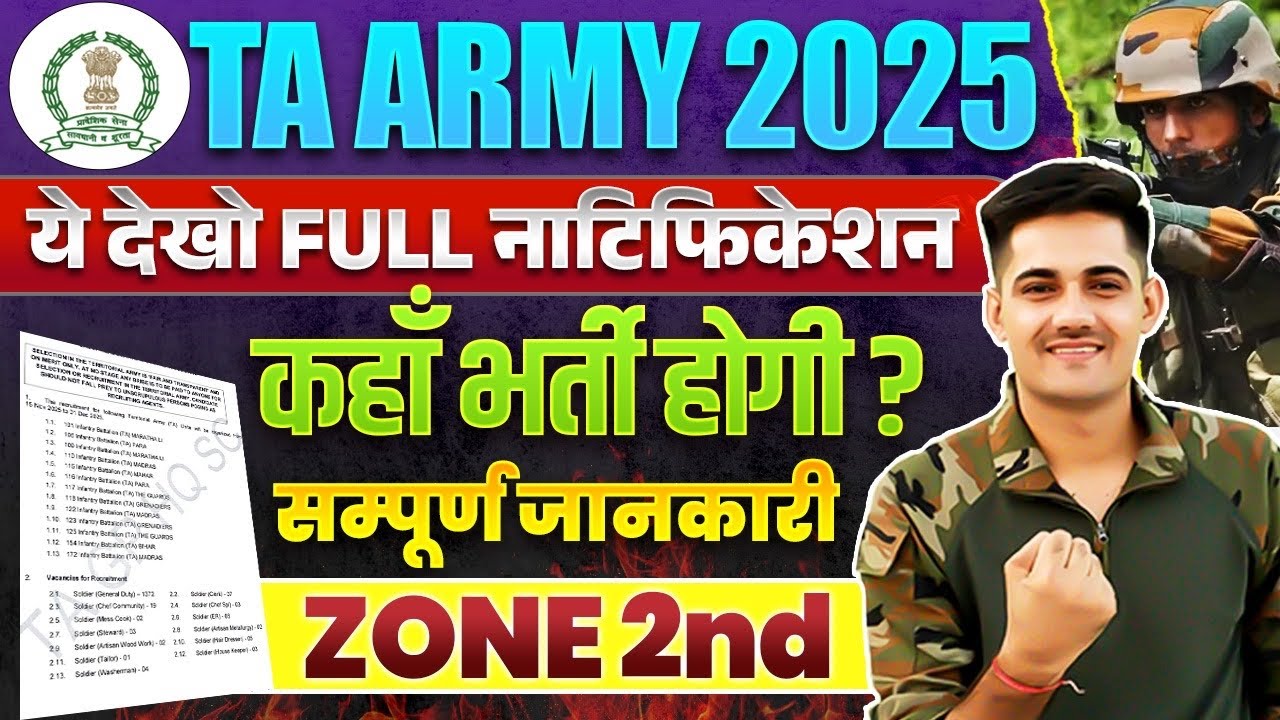 Army TA Bharti 2025 | Army TA Zone 2 Official Notification 📣 2025 | Army TA Complete Information 